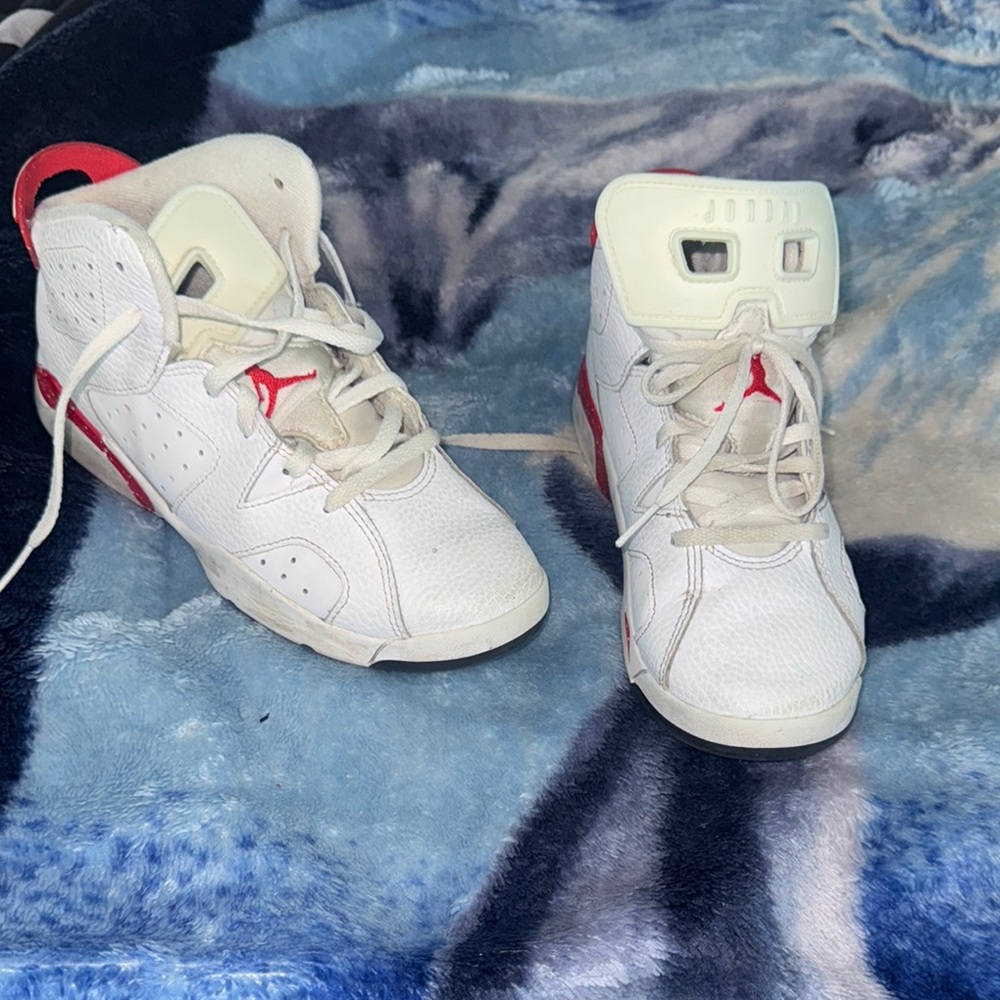 Jordan Kids White and Red Sneakers